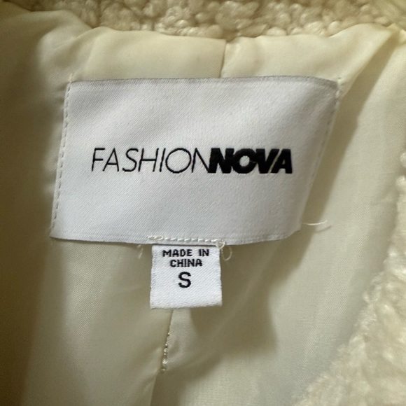 Fashion Nova Cream Teddy Jacket with Brown Buttons - Picture 3 of 4